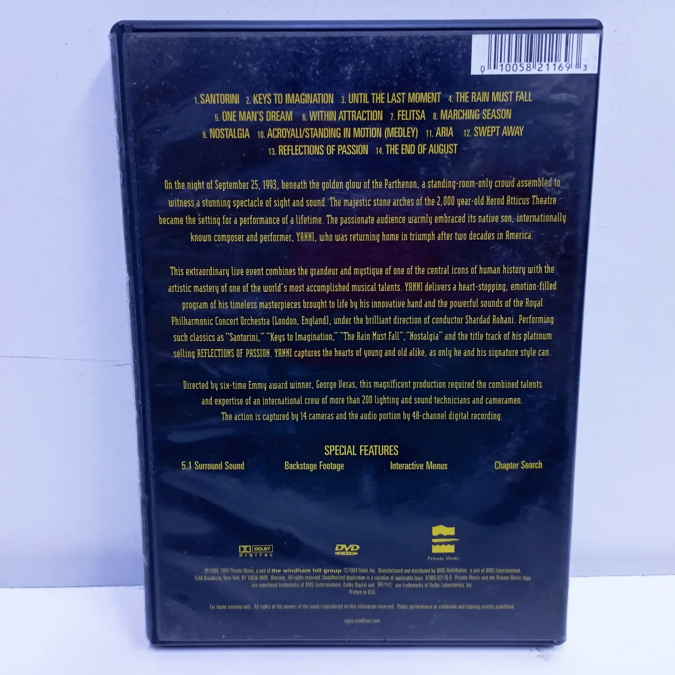 YANNI – Live At The Acropolis (DVD) - Imagen 2