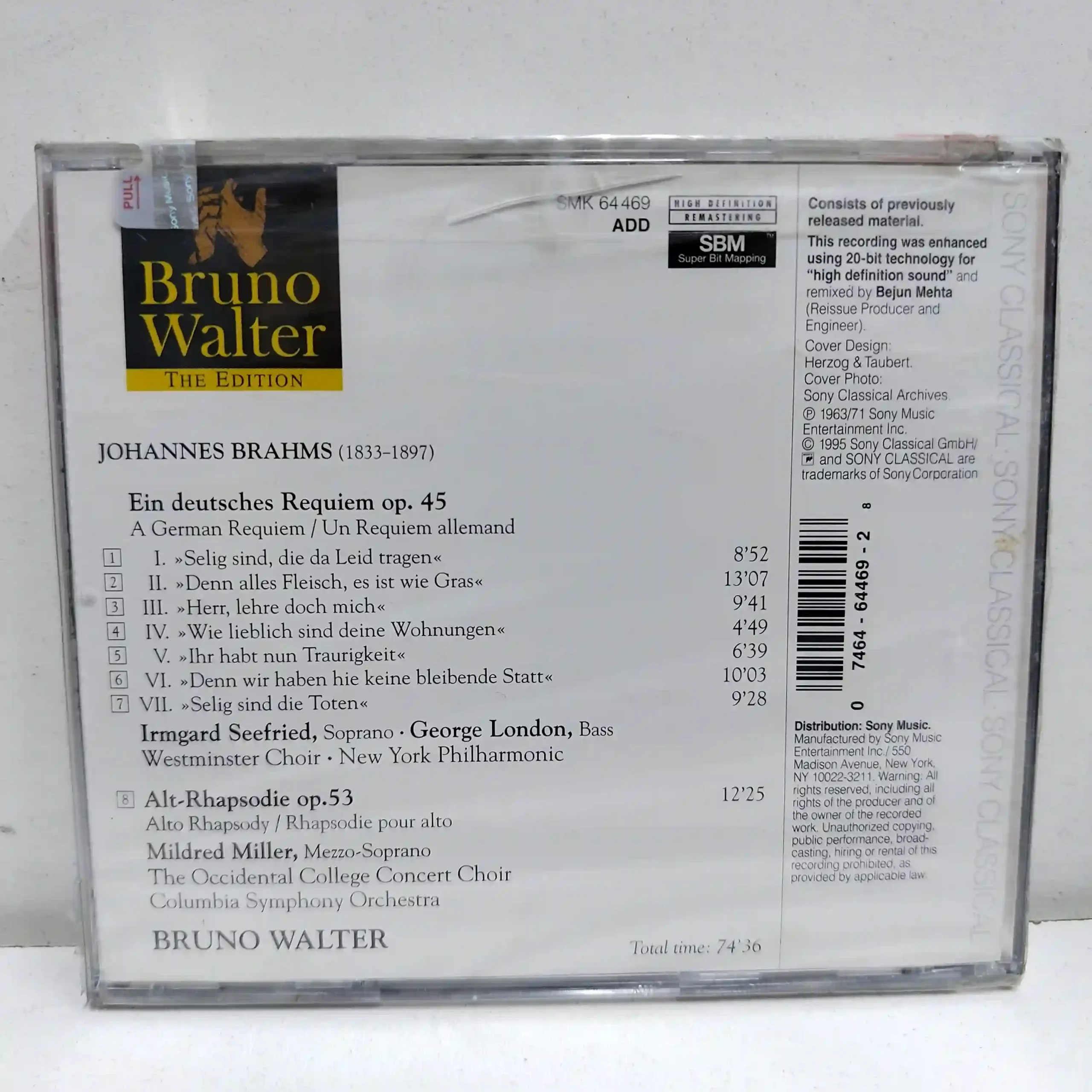 Bruno Walter – Brahms, The Edition (CD SELLADO) - Imagen 2