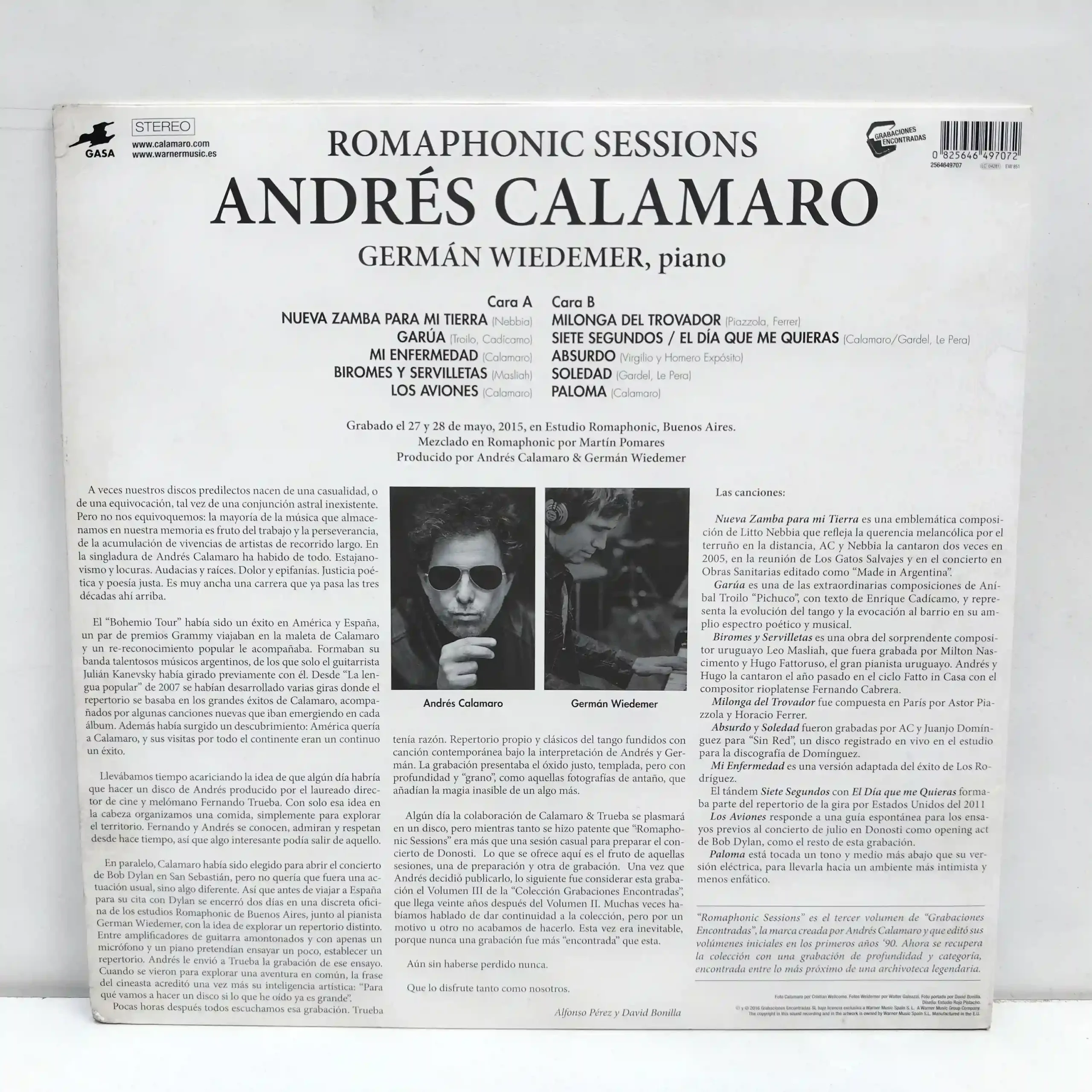 Andrés Calamaro – Romaphonic Sessions (LP-2016) - Imagen 2