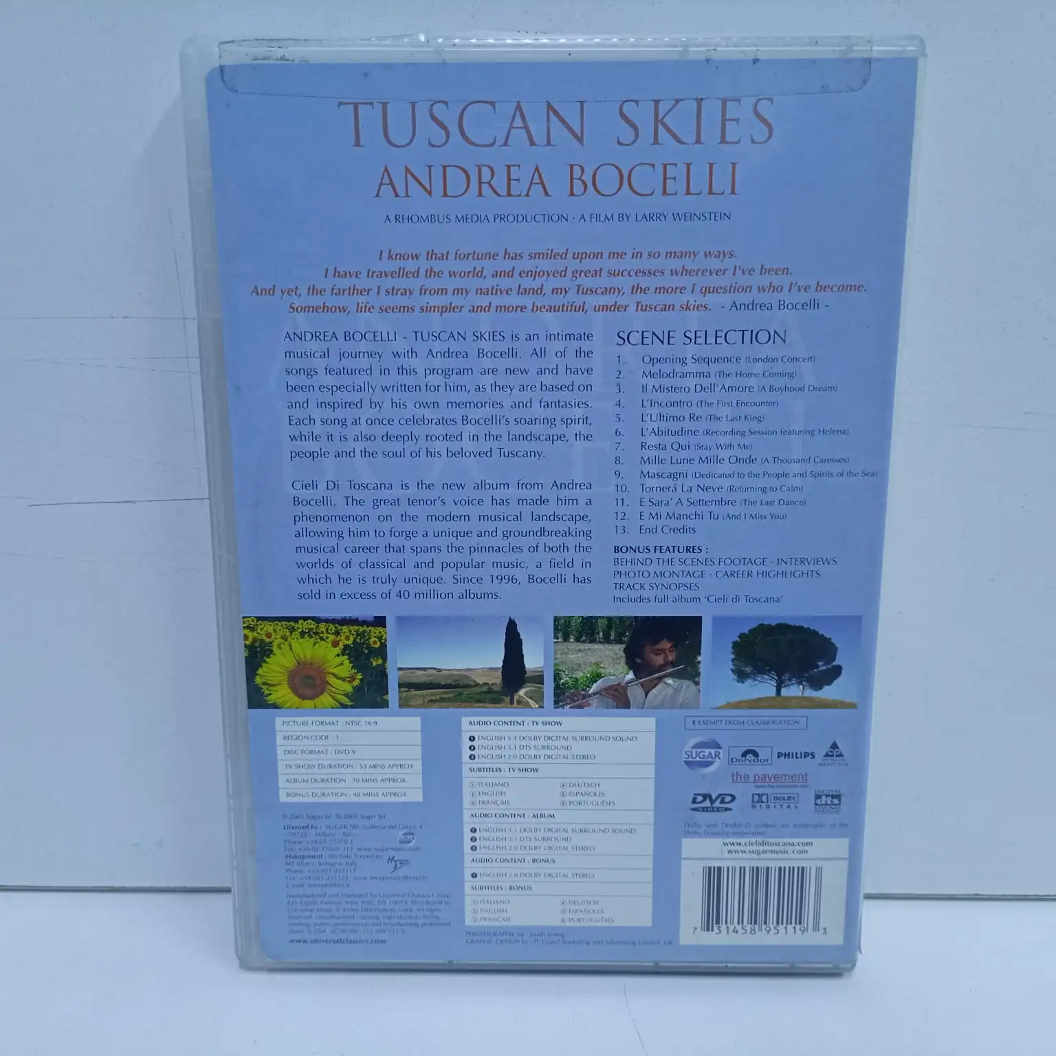 Andrea Bocelli – Tuscan Skies (DVD) - Imagen 2