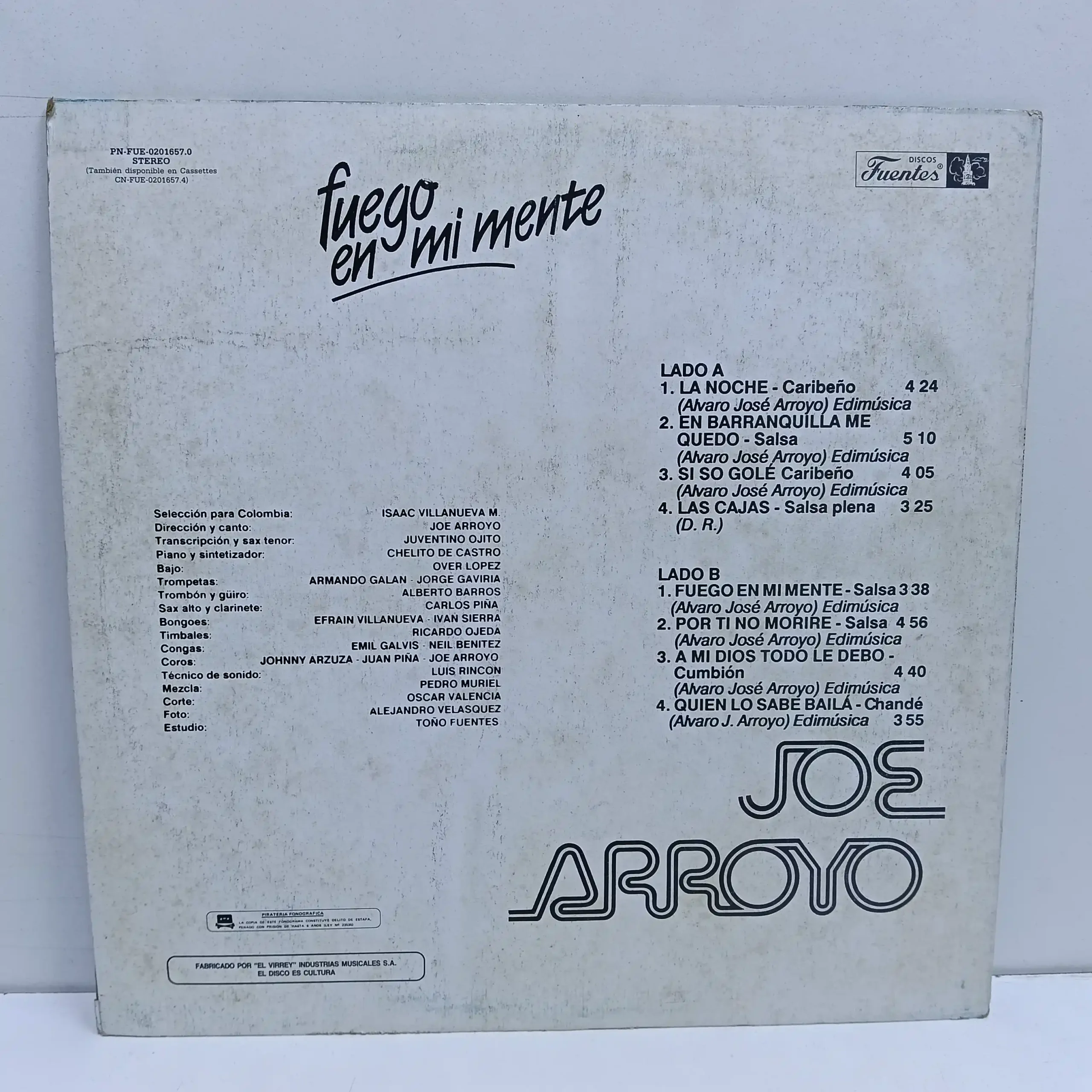 Joe Arroyo - Fuego en mi mente (LP EPOCA) - Imagen 2