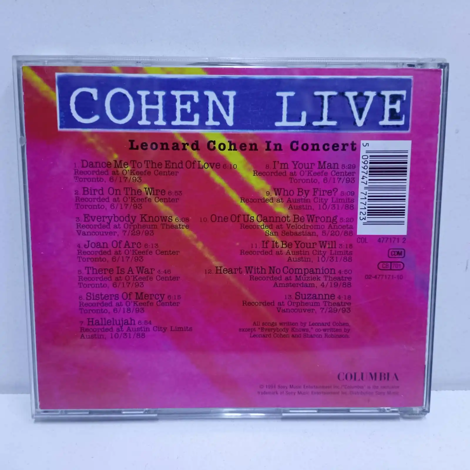 Leonard Cohen – Cohen Live – Leonard Cohen In Concert (CD) - Imagen 3